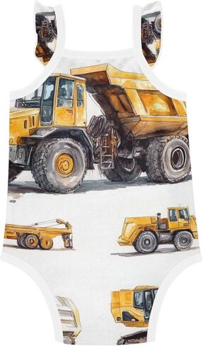 Child Sleeveless Baby Bodysuits Cute Soft Toddler Sleeveless Clothes 3M Construction Scene Concrete Mixer Truck in Kuwait