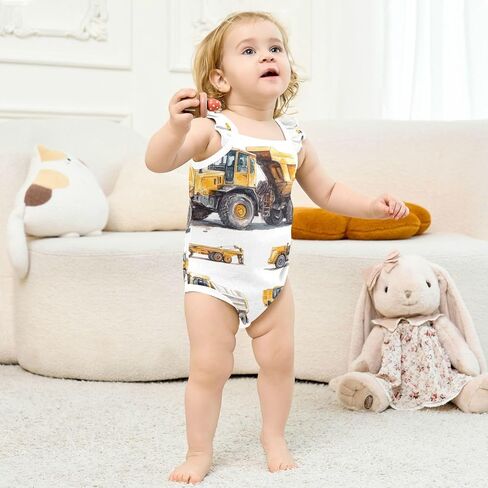 Child Sleeveless Baby Bodysuits Cute Soft Toddler Sleeveless Clothes 3M Construction Scene Concrete Mixer Truck in Kuwait