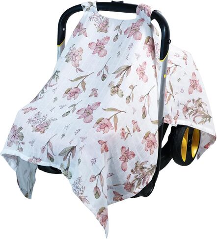 100% Muslin Summer Baby Car Seat Cover, Universal Fit Infant Car Seat Canopy, Breathable & Lightweight Sun, Weather Protection for Boys & Girls in Kuwait