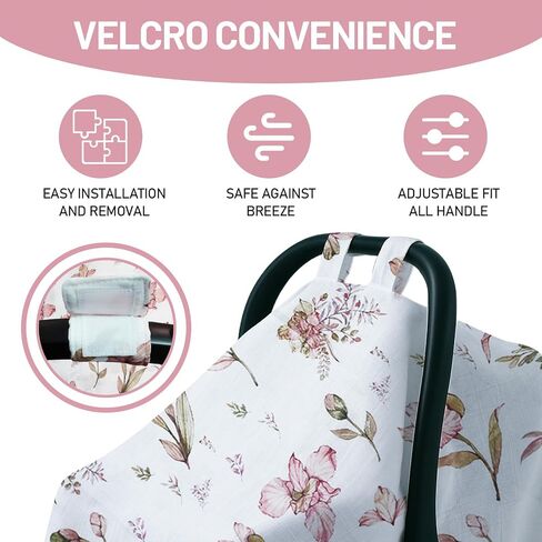 100% Muslin Summer Baby Car Seat Cover, Universal Fit Infant Car Seat Canopy, Breathable & Lightweight Sun, Weather Protection for Boys & Girls in Kuwait