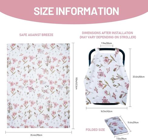 100% Muslin Summer Baby Car Seat Cover, Universal Fit Infant Car Seat Canopy, Breathable & Lightweight Sun, Weather Protection for Boys & Girls in Kuwait