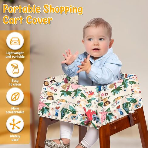 Portable Shopping Cart Cover, High Chair and Baby Shopping Cart Cover, Shopping Cart Protector High Chair Cover for Babies, Kids, Infants & Toddlers, Attached Carry Bag (Dog) in Kuwait