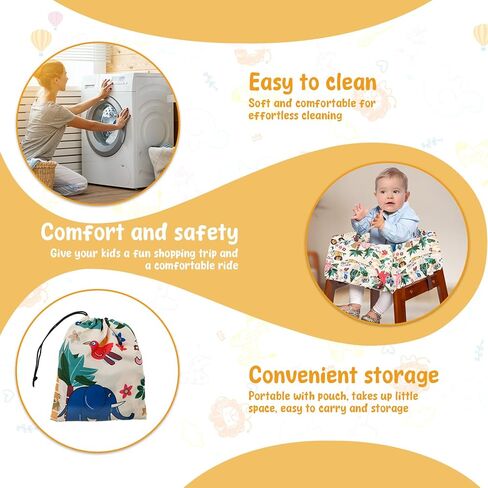 Portable Shopping Cart Cover, High Chair and Baby Shopping Cart Cover, Shopping Cart Protector High Chair Cover for Babies, Kids, Infants & Toddlers, Attached Carry Bag (Dog) in Kuwait