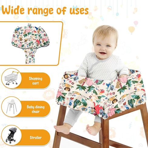 Portable Shopping Cart Cover, High Chair and Baby Shopping Cart Cover, Shopping Cart Protector High Chair Cover for Babies, Kids, Infants & Toddlers, Attached Carry Bag (Dog) in Kuwait