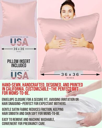 maizi Maternity Pillow for Pregnant Women Customizable Wedge Pregnancy Pillow Satin Square Support Pillow 34X34 Insert Included Envelope Closure Machine Washable Breathing Comfort Pregnancy Sleep in Saudi Arabia