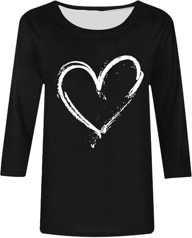 Women Love Heart Printed Shirts Junior Tops Cute Casual Graphic Tshirts Trendy Tees Spring Summer Clothes Plus Size in Saudi Arabia