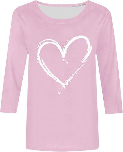 Women Love Heart Printed Shirts Junior Tops Cute Casual Graphic Tshirts Trendy Tees Spring Summer Clothes Plus Size in Saudi Arabia