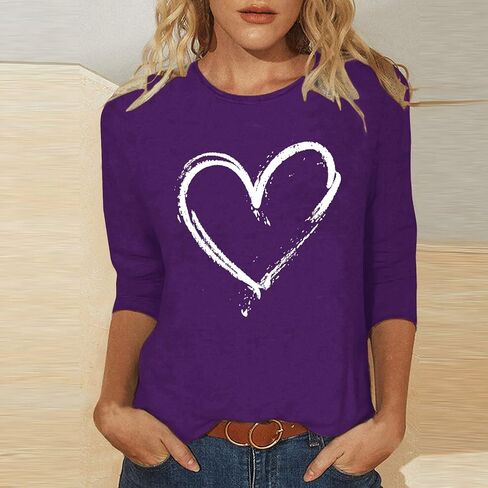 Women Love Heart Printed Shirts Junior Tops Cute Casual Graphic Tshirts Trendy Tees Spring Summer Clothes Plus Size in Saudi Arabia