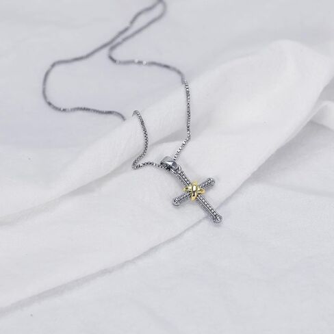 Mytys عملة قلادة قلادة للنساء الذهب والفضة متشابكة قلادة كروس اثنين من لهجة in Saudi Arabia