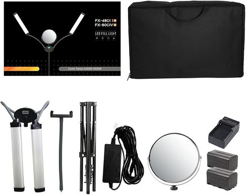 Photo Studio Double Arms Fill Ring Light with 200cm Tripod Long LED Strips add Stand 3000K-5600K LED for Camera (FX-800II with Tripod) in Saudi Arabia