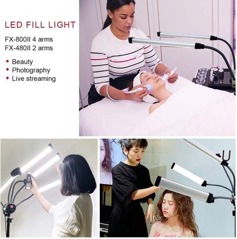 Photo Studio Double Arms Fill Ring Light with 200cm Tripod Long LED Strips add Stand 3000K-5600K LED for Camera (FX-800II with Tripod) in Saudi Arabia