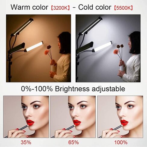 Photo Studio Double Arms Fill Ring Light with 200cm Tripod Long LED Strips add Stand 3000K-5600K LED for Camera (FX-800II with Tripod) in Saudi Arabia