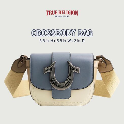 حقيبة كروس نسائية من True Religion، حقيبة كتف صغيرة قابلة للتعديل مع شعار حدوة الحصان، متعددة الأغراض in Kuwait