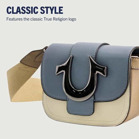 حقيبة كروس نسائية من True Religion، حقيبة كتف صغيرة قابلة للتعديل مع شعار حدوة الحصان، متعددة الأغراض in Kuwait