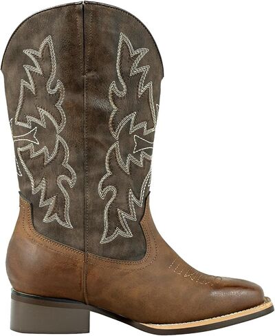 shesole poots wide wide cowboy boots for women - square toe & Classic Ticking with Earth Tones ، Insovable Cushion Insoles | الراحة الفسيحة للعجول الكاملة in Saudi Arabia