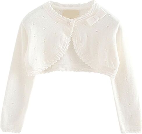 Toddler Baby Girls Long Sleeve Bolero Cardigan Knitted Shru𝐠 Button Closure Lace Cropped Sweaters Tops Outwear in Saudi Arabia