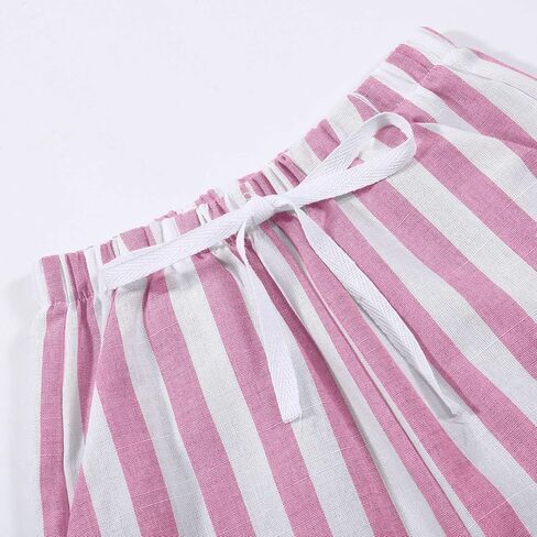 Toddler Baby Boy Girl Cotton Linen Pants Retro Elastic Waist Striped Long Pants Casual Sweatpants Bottoms 0-6 Years in Saudi Arabia