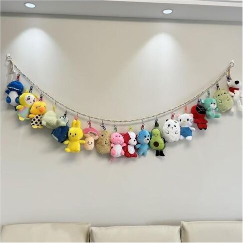 【Upgraded 80" Boho Stuffed Animal Hanging Organizer】 Cotton Rope Toy Display Chain with 20 Heavy-Duty Clips | Space-Saving Nursery Decor, Wall/Ceiling Mounted Plush Storage for Kids Room (1Pack) in Saudi Arabia