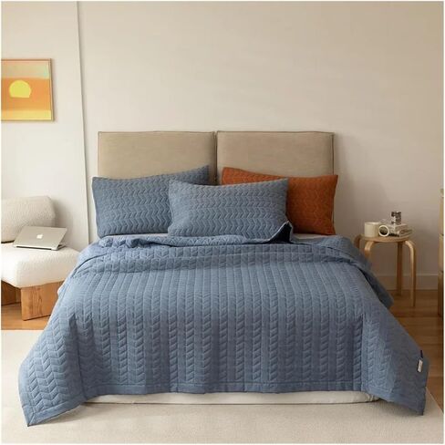 White Style Cotton Bed Linen Geometry Double Bedspread on The Bed Mattress Cover Couple Bed Quilt Blanket Bed Plaid Bed duvets Bed Four Pieces Set(D,3pcs 240cmx250cm) in Saudi Arabia