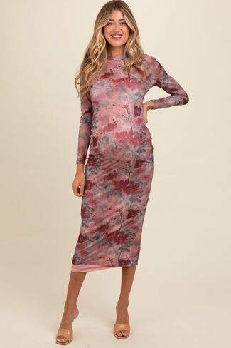 Pinkblush Floral Printed Mesh Overlay Dressy Maxi Dress in Saudi Arabia
