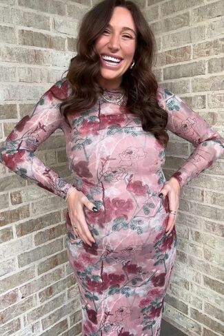 Pinkblush Floral Printed Mesh Overlay Dressy Maxi Dress in Saudi Arabia