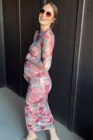 Pinkblush Floral Printed Mesh Overlay Dressy Maxi Dress in Saudi Arabia