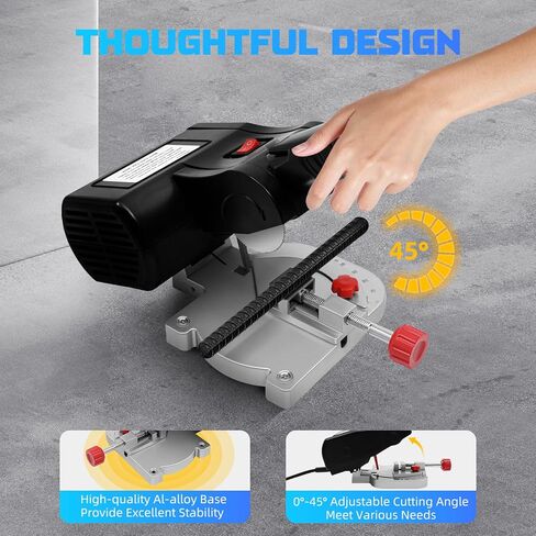 Mini Miter Cut-Off Chop Saw with Clamping Tool, Mini Benchtop Cut Off Miter Saw, Max 45° Adjustable Small 90W Electric Table Tool for Metal Wood Plastic Crafts Cutting (Black) in Saudi Arabia