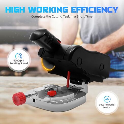Mini Miter Cut-Off Chop Saw with Clamping Tool, Mini Benchtop Cut Off Miter Saw, Max 45° Adjustable Small 90W Electric Table Tool for Metal Wood Plastic Crafts Cutting (Black) in Saudi Arabia