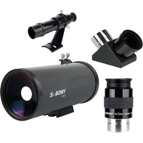 MK90 90 مم فتحة Maksutov Telescope للكبار للبالغين حزمة علم الفلك مع SV131 32mm تلسكوب العدسة ، SV221 مرآة قطرية ونطاق الباحث 5x24 مع قوس ، من أجل القمر كوكب البصرية البصرية