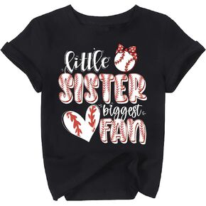 Baseball Sister T-Shirt Toddler Girl Short Sleeve Baseball Game Day Shirt Baseball Lover Tops Baseball Biggest Fan Tee