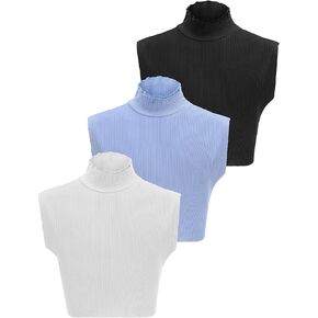 3 Pcs Detachable Collars for Women Ruffled Fake Turtleneck Dickey Collar Winter Mock Blouse Turtle Neck Fake Collar in Saudi Arabia
