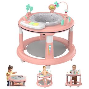 Baby Walker with Wheels, Baby Walkers and Activity Center with 5 Adjustable Heights, 360 Degree Swivel Seat, Music, Detachable Toys, Bounce Foot pad, Baby Walker for Boys and Girls from 6-18 Months