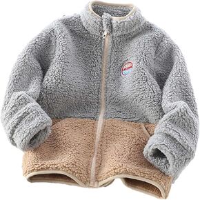 Boys Girls Fleece Hoodie Sweatshirts Kids Soft Full-Zip Jacket Long Sleeve Stand Collar Warm Windproof Fashion Coat