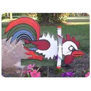 Woodcraft Project Paper Plan To Build Fighting Rooster Whirligig - Material Not Included