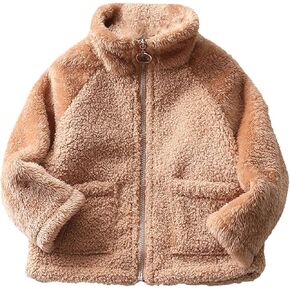 Boys' Full Zip Jacket with Pockets Made with Lightweight Fleece Kids Fuzzy Solid Color Warm Winter Sweatshirt Coats