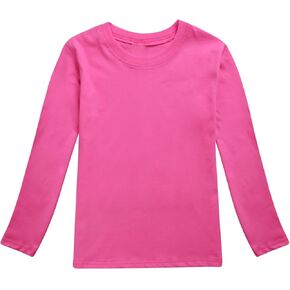 Boys Long Sleeve Shirts Girls Cotton Crewneck T-Shirts Kids Basic Soft Long Sleeve Tees Underwear Top Undershirts