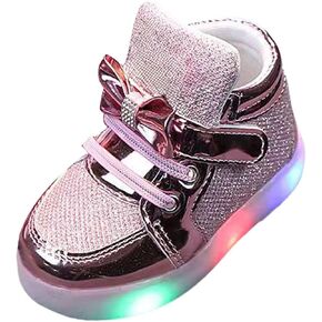 Baby Infant Gold Glitter Lights up Sneakers Hook Loop Flat Non Slip Walking Sport Shoes Toddler Newborn Casual Sneakers in Kuwait