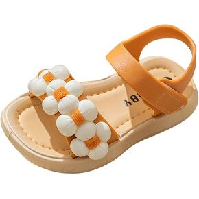 Toddler Girls Thickened Sole Summer Sandals Princess Fashion Soft Sole Open Toe Beach Water Shoes with Flower