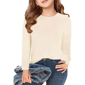Kids Boys Girls Warm Round Neck Underwear Athletic Basic Undershirt Long Sleeve Cotton T Shirts Tee Tops