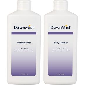 Dukal DawnMist Cornstarch Baby Powder 14 oz – Pack of 2 | Gentle, Talc-Free Formula for Baby & Adult Use, Soothes & Absorbs Moisture