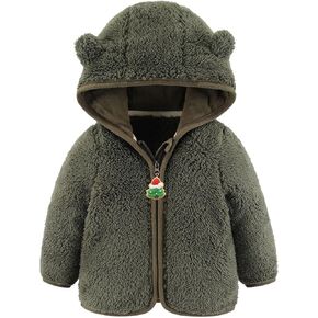 Boxiacey Toddler Sherpa Jacket Baby Boy Girls Winter Coats Hoods Light Offer Stack