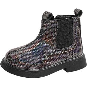 Girls Booties Winter Boots Glitter Ankle Boots Toddler Fashion Shiny Chelsea Boots Non Slip Non Slip Ankle Boots Winter Shoes