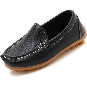 Loafer Shoes for Toddler Boys Girls Non Slip Sole Soft Synthetic Leather Slip On Flat Boat Dress Shoes