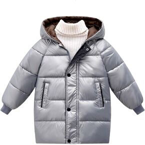 Children's Boys and Girls Autumn and Winter Long Hooded Warm Padded Coat Jackets Big Jacket for Kids