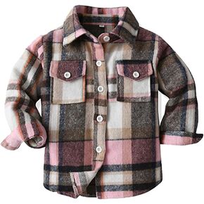 Kids Baby Boy Girls Hoodie Plaid Flannel Hooded Jacket Long Sleeve T-Shirt Tops Kid Clothes Fall Winter Clothes Outfits