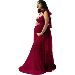 Changuan Sheer Tulle Maternity Dresses for Photoshoot V Neck Spaghetti Starp Bridal Lingerie Pregnancy Gowns for Baby Shower