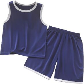 Children's Vest Set Thin Home Boys And Girls Sleeveless Conditioning Clothes Baby Ice Silk Pajamas Boys Preppy Clothes