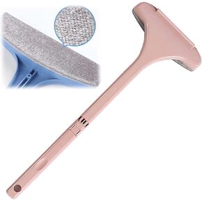 Magic Window Screen Cleaning Brush 2-in-1 with Handle, Double Sided Window Screen Dust Remover, Mesh Cleaning Brush, Window Screen Cleaning Brush with Scraper Retractable (1pcs-Pink)