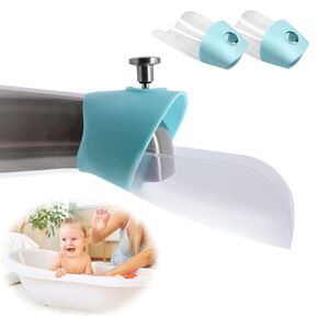 Faucet Extender, 2 Pack Baby Bath Helper, Bath Tub Faucet Extender for Kids Baby Children Hand Washing, Bathroom Kitchen Sink Spout Extender for Faucet, Fits Most Faucets (Blue)