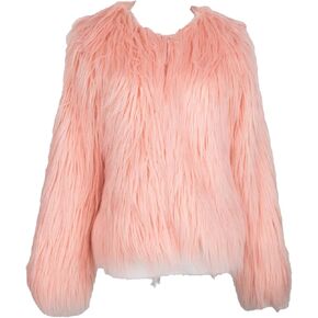JEsilunmaMY Women's Fluffy Shaggy Fur Coat Long Sleeve Cardigan Warm Winter Overcoat Plus Size Solid Color Thicken Jacket